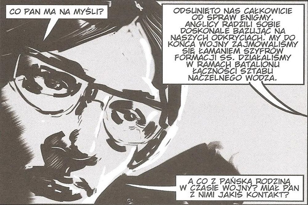 Fragment strony czarno-białego komiksu.