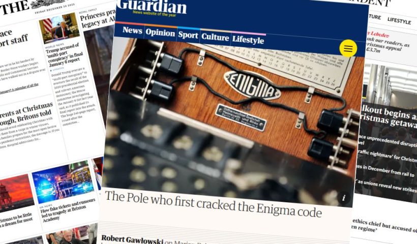 Trzy tytuły wydań elektronicznych prasy brytyjskiej.