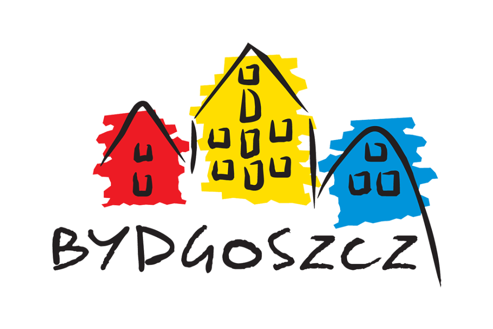 Trzy spichrze w logo Bydgoszczy.
