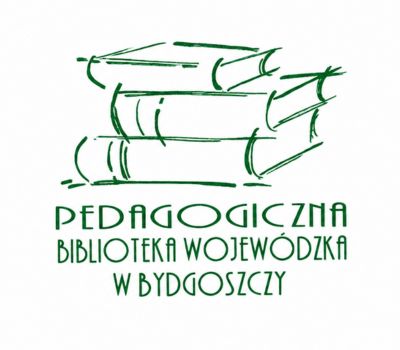 Logo PBW Stos książek i nazwa w logo Pedagogicznej Biblioteki Wojewódzkiej w Bydgoszczy